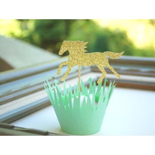 Glitter running horse Cupcake Toppers Engagement Party Bachelorette birthday Wedding Bridal Shower Night food picks