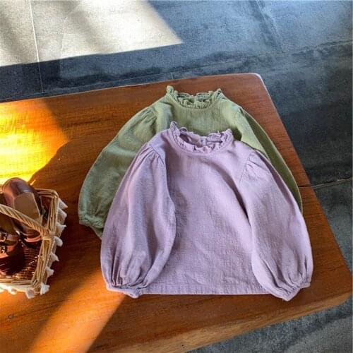 Spring Fall Girls Blouse Ruffles Lace Long Sleeve Infant Kids Shirt for Girls Tops Princess Costumes Children Pullovers Toddler