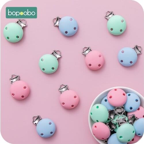 Bopoobo 50pc Baby Teether Pacifier Silicone Round Clip Ecofriendly DIY Crafts Dummy Clips Adapters Attachments Silicone Teether