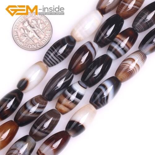 Natural Olivary Rice Shape Botswana Agates Stone 8x30mm 8x12mm 8x16mm Loose Beads For Jewelry Making DIY 15" Wholesale