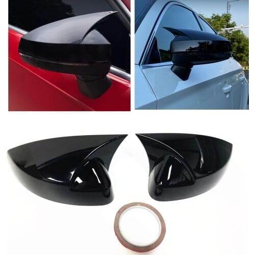 Mirror Cover For Audi A3 S3 RS3 Without Lane Assist 2014-2020 Glossy Black Car Exterior Window Door Side Add On Rear View Caps