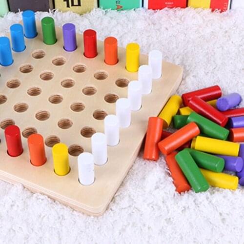 Wooden Educational Games Cylinder Socket Blocks Wooden Math Toys Children Early Educational Toys Montessori Materials Toys
