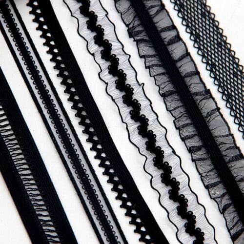 Sewing Stretching Elastic Band 12mm 16mm 20mm Width Black Lace Elastic Ribbon Waist Belt Underwear Garment DIY Accessories 2m