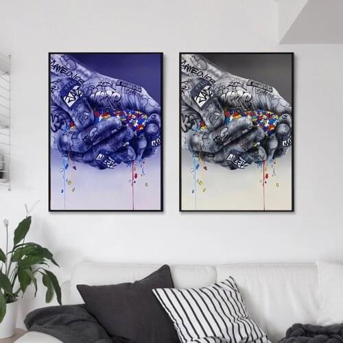 Graffiti Art Canvas Painting Wall Art Prints Posters Hands Holding Colorful Letters Wall Pictures For Living Room Home Decor