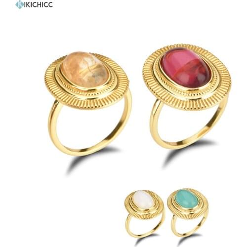 Kikichicc 100% 925 Sterling Silver Transparent Yellow Red Oval Ring Women Large Big Rings Rock Punk Fashion Jewelry For Women