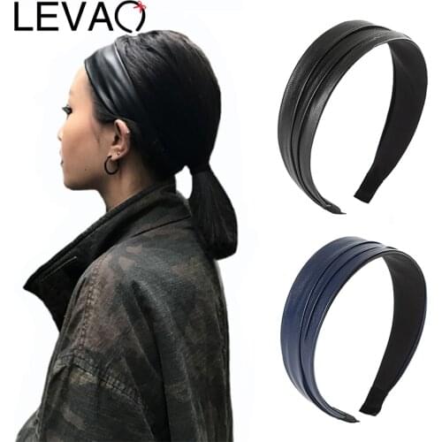 LEVAO 2021 Synthetic Leather Headband Elegant Hairband Bezel Turban Bohemia for Women Girls Hair Accessories Hair Hoop Headwear