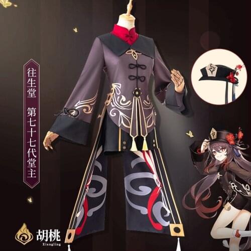 HOT Game Genshin Impact Hu Tao Cosplay Costume Game Outfits Dress Halloween Carnival Women Girl Party Cosplay Uniform