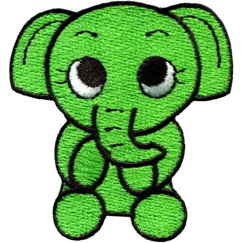 Hot! Elephant baby animal green applique iron on patch (Size is about 5.8 * 5.9 cm)