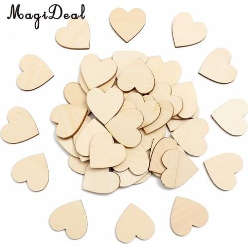 MagiDeal 4 Size 50Pcs DIY Wooden Hearts Wood Cutout Craft for Decoration 2/3/4/6cm Home Party Cafe Decor Gift