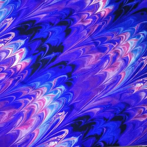 Fashion 4 Way Stretch Knitted Cotton/Spandex Fabric Purple Feather Flame Flower Print Cloth Sewing DIY Swimsuit/ Clothes/Dress