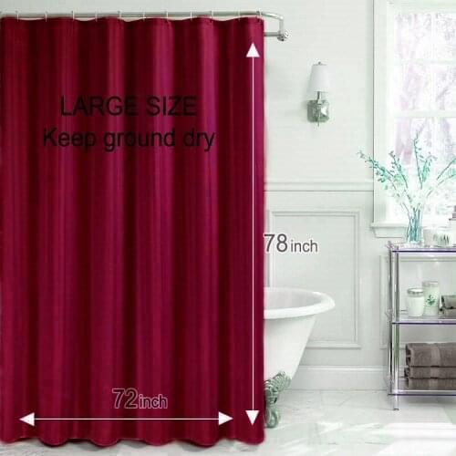 Fashion Wine Red Polyester Shower Curtain Solid Waterproof Curtain for Bathroom 180x200cm Eco-friendly Christmas Bath Curtain