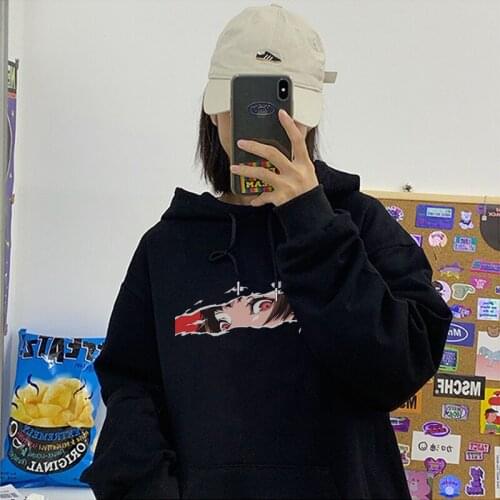 Mujer Harajuku Japan Anime Hoodies Tops Casual vintage chic Ulzzang Punk Streetwear Persona eye Cartoon Print Girls Sweatshirt