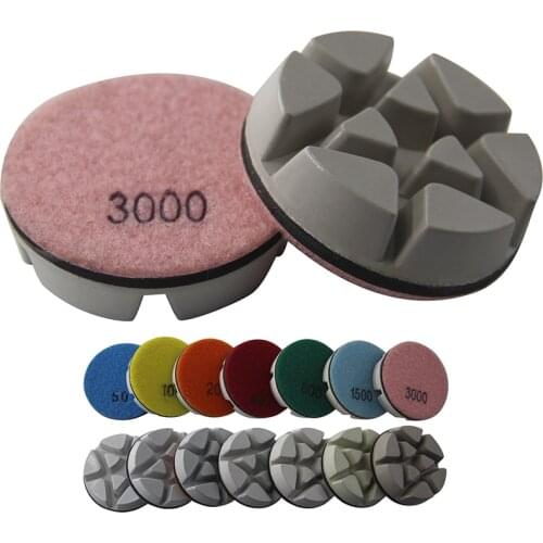 3 Inch 2Pcs Set Diamond Floor Polishing Pads for Concrete 75mm Grit 50 to 3000 Resin Dry Polishing Granite Marble Surface