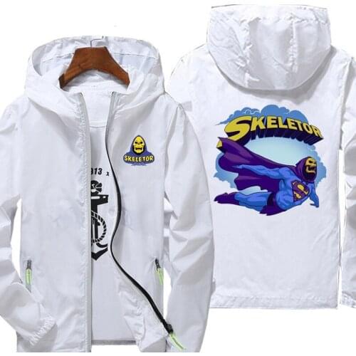 Coat Street Graphic Skeletor Casual Jacket Hoodie Breathable Drying Reflective Leisure Sportswear Zipper Waterproof Outwear
