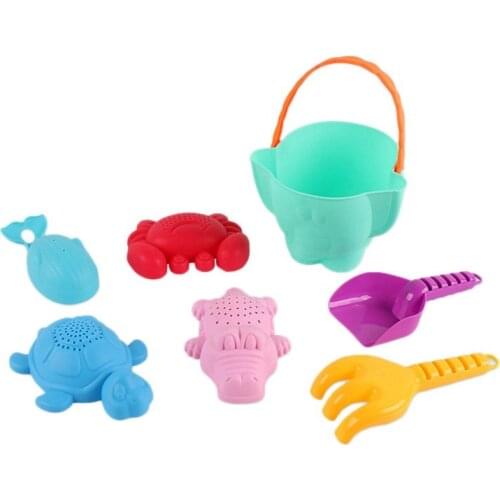 Beach Sand Toys for Toddlers Baby Bath Toys Animal Bucket and Spade Set Water Beach Toys for Kids Girls Boys (7 Pcs)