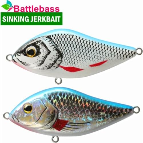 BATTLEBASS 1PC slow sinking jerk bait fishing lure 100mm 47g for pike pesca bass New Hot Tackle Musky jerk baits Qulity Hooks