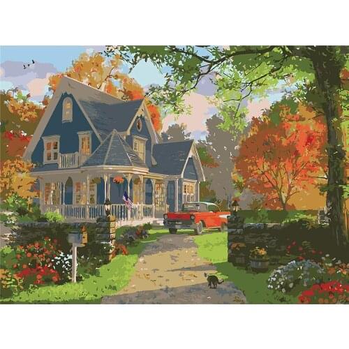 Nature Landscape DIY 11CT Cross Stitch Embroidery Kits Needlework Craft Set Printed Canvas Cotton Thread Home Room