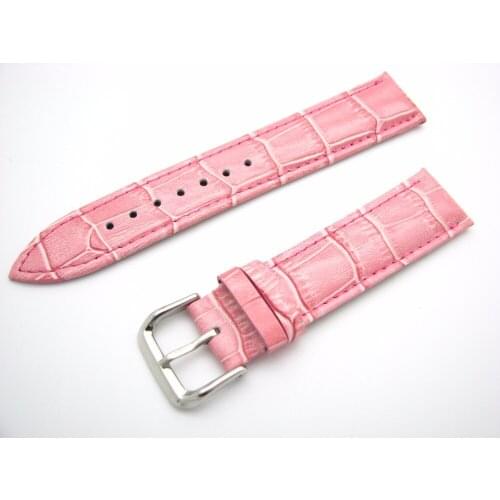 CARLYWET 12 14 16 18 20 22 24mm Real Calf Leather Pink Luxury Alligator Grain Watch Band Strap Belt For Rolex Omega Seiko Tudor