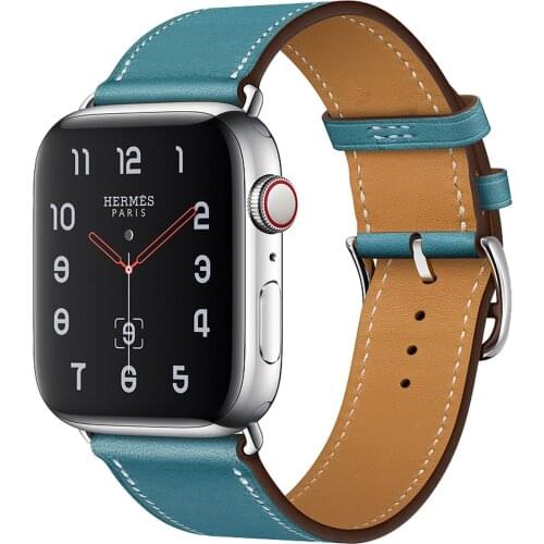 100% Genuine Cow Leather loop Bracelet Belt Band for Apple Watch 6 SE 5 4 42MM 38MM 44MM 40MM Strap for iWatch 6 5 4 Wristband