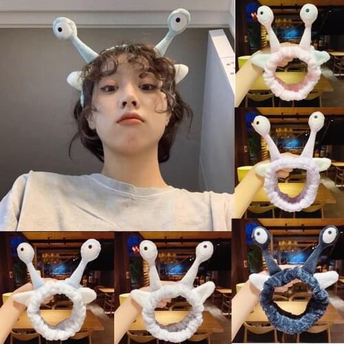 Ruoshui Woman Big Eyes Elastic Hairband Wash Face Headband Warm Coral Fleece Turban Ponytail Holders Hair Accessories Ornaments