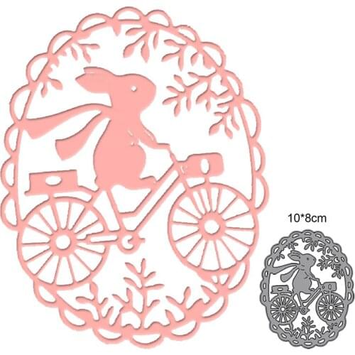 Metal cutting dies cut die mold Cycling Rabbit Bunny Eggs Wreath Scrapbook die paper craft knife mould blade punch stencils dies