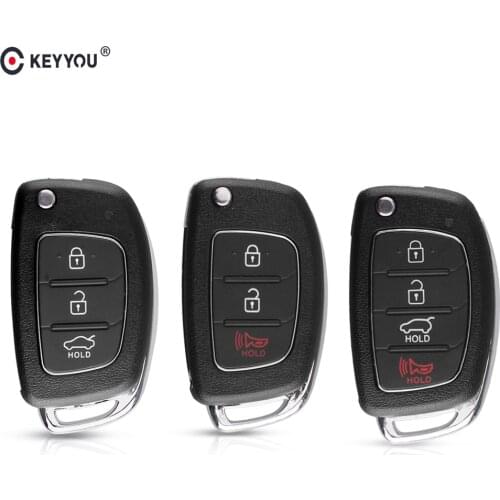 KEYYOU 20pcs 3/4BTN Car Remote Key Fob Shell For Hyundai HB20 SANTA FE IX35 IX45 Accent I40 Flip Folding Key Case