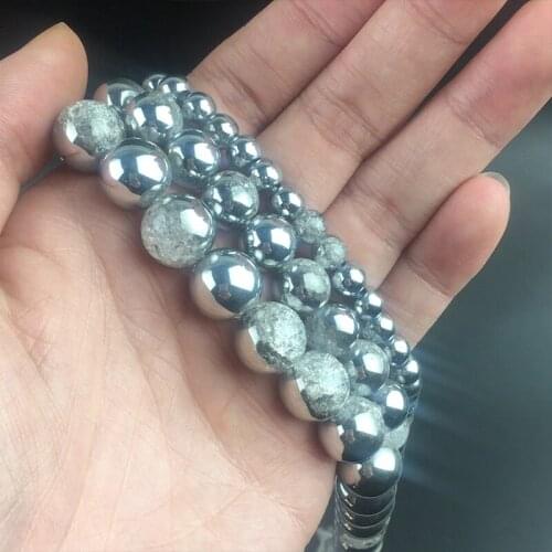 Wholesale Plated Slivery Snow Cracked Crystal Natural Stone Loose Spacer Beads For Jewelry Making DIY Fashion Bracelet 6-12mm