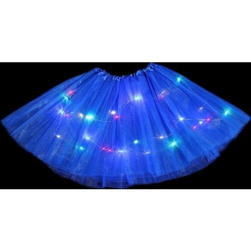 Kids Girl Light Tutu Glow Skirt Wedding Flower Wreath Ballet Miniskirt Costume Neon Led Clothes Party Halloween Gift Christmas