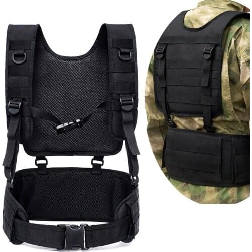 Tactical Airsoft Chest Rig Vest Military Hunting Molle Combat Assault Vest with Belt Pack Waist Support Gear Army Equipment