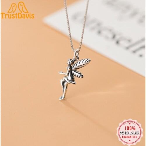 TrustDavis New Real 925 Sterling Silver Fashion Beautiful Faery Charm Pendant Handmade DIY Accessories Jewelry Wholesale DZ480