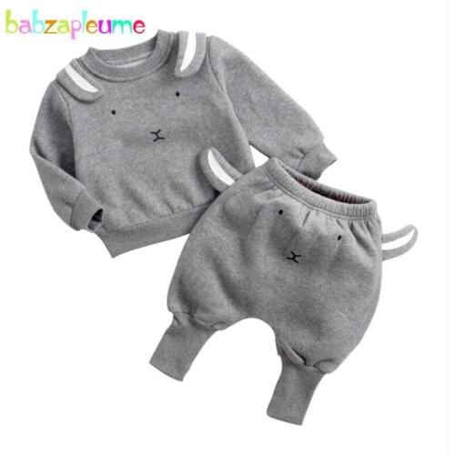 Spring Fall Kids Wear Baby Boys Girls Clothing Sets Korean Cartoon Cute Long Sleeve T-shirt+Haren Pants Children Clothes BC1832