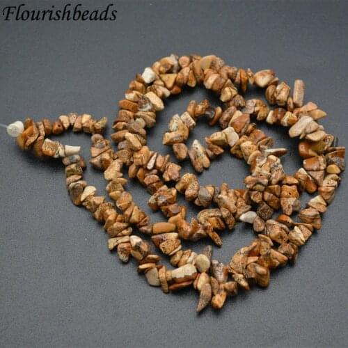 High Quality 5~8mm Natural Picture Jasper Irregular Shape Stone Chips Loose Beads 1 Strand
