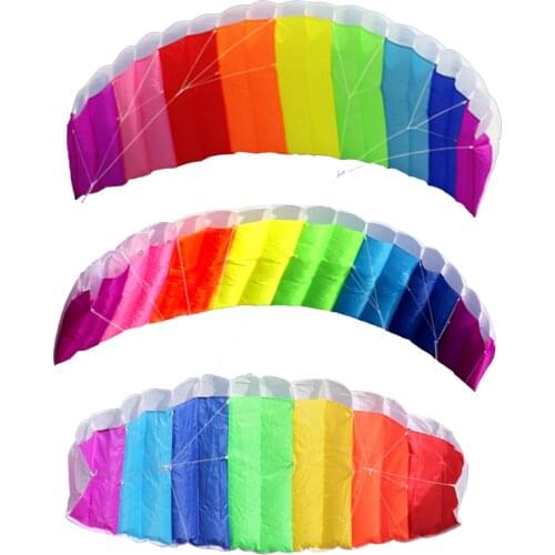 1.4 / 2 / 2.7m Rainbow Dual Line Parafoil Kite Flying Tool Braid Kitesurf Kids Outdoor Toy Easy to Fly