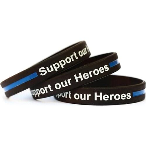 100pcs USA United states American Police blue thin line wristbands Support our heroes wristband bracelet bangle wrist bands