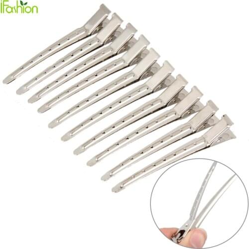 10pcs Pro Salon Hairdressing Tools Duck Mouth Hairdresser Hair Clip Clips Hair Stainless Steel Hairdressing Sectioning Clamp