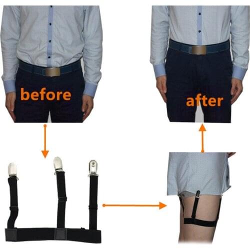 2 Pcs Men Shirt Stays Belt with Non-slip Locking Clips Keep Shirt Tucked Leg Thigh Suspender Garters Strap NIN668