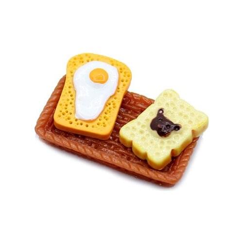 20pcs Resin Kitchen Food Play Diy Bread Poached Egg Flatback Kawaii Parts Cabochon Craft Scrapbooking Embellishments