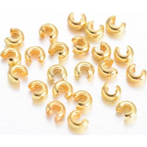 200pcs Brass Crimp Beads Covers 3.2mm 4mm Stopper Spacer Beads For DIY Jewelry Making Findings Supplies Accessories Golden