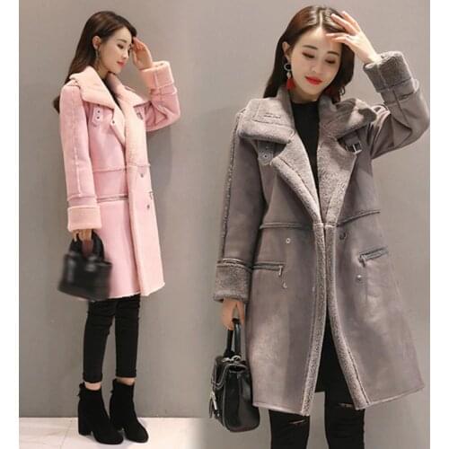 2020 Winter Women Thick Warm Faux Lambs Wool Sheepskin Coat Female Long Shearling Coats Faux Suede Leather Jackets S-XXL A98