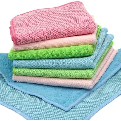 3PCS Microfiber Mesh Rag for Kitchen Scouring Pad Hand Towel Double-layer Dish Cleaning Towels Rich Foam Strong Water Absorption