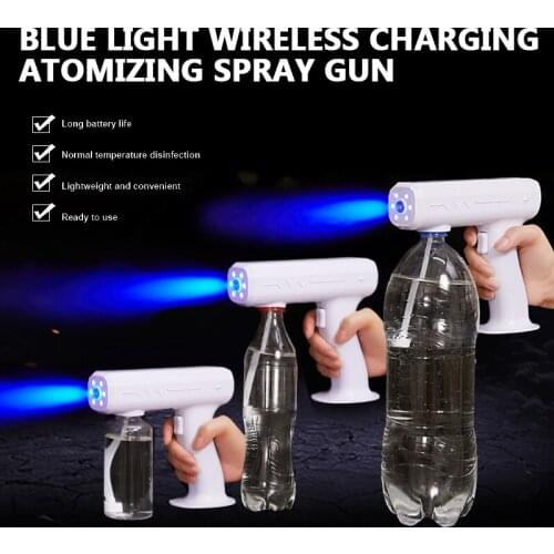 300ML Portable Electric Sanitizer Sprayer Blue Light Rechargeable Nano Steam Water Spray Gun Home Disinfection Machine Atomizer