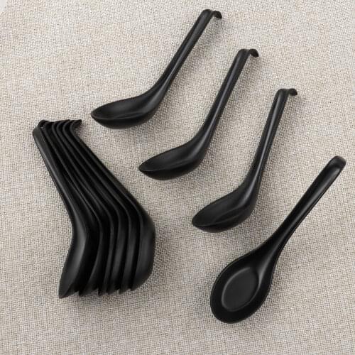 5/10 Melamine Resin Serving Spoon Set Non Stick Soup Spoons Long Handle Noodle Ramen Spoon Chinese Asian Wonton Rice Pho Scoops