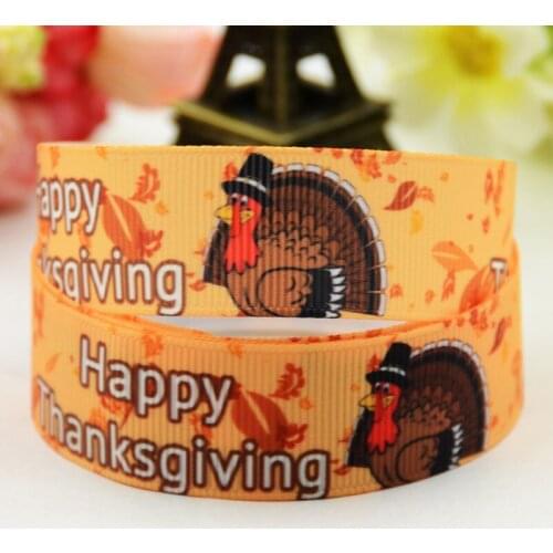 7/8'' 22mm,1" 25mm,1-1/2" 38mm,3" 75mm Thanksgiving Cartoon Character printed Grosgrain Ribbon party decoration X-01302 10 Yards