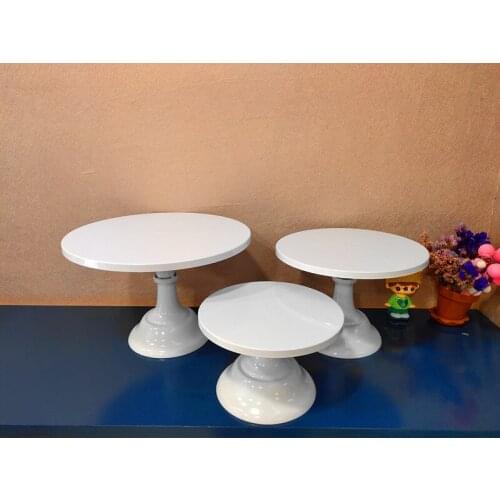 White Gold S M L Cake Round Stands Diameter 25/30/35cm Cupcake Cake Plates for Home Party Wedding Birthday Cake Display Stands
