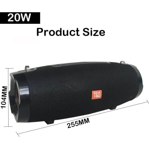 TG504 Portable Speaker Wireless 20W Bluetooth Speaker Support FM Radio TF Card AUX Outdoor with Strap Subwoofer Column soundbox
