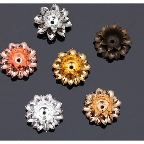50 PCS 11*5mm Metal Brass Filigree Stamens Flower Bead Caps DIY Handmade Accessories For Jewelry Making