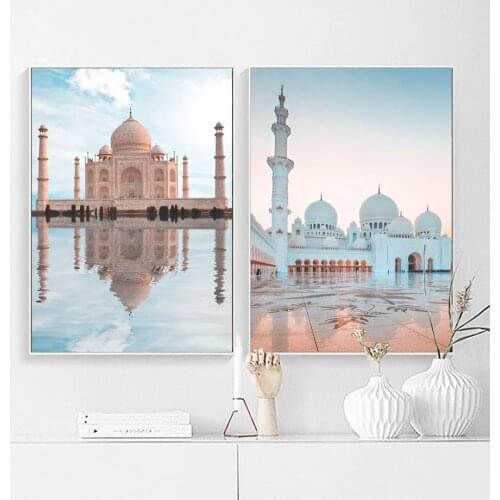 Canvas Painting Sheikh Zayed Grand Mosque East Gate Nordic Posters and Prints Decoration Wall Art Picture for Living Room Decor