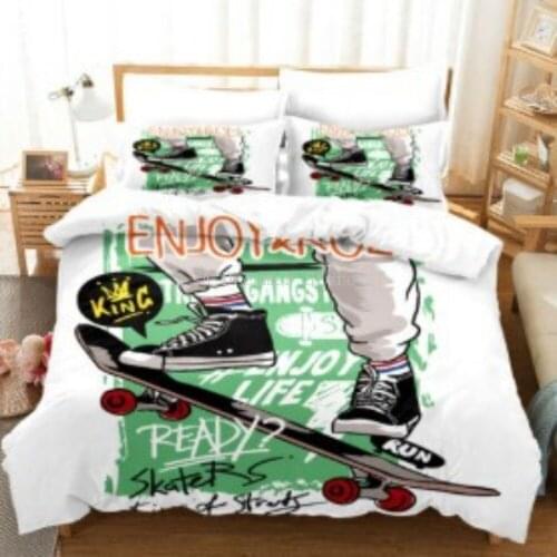 3D Skateboard Hip-Hop Graffiti Bedding Set Children Decoration Duvet Covers And Pillowcases 2/3pcs Bedding sets Home textiles