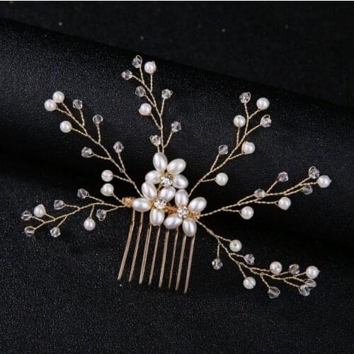 Crystal Pearls Hair Combs Bridal Hair Accessories Wedding Hair Clips Accessories Jewelry Handmade Women Hair Ornaments Headpiece