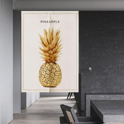 Nordic Restaurant Kitchen Linen Door Curtain Noren Gold Leaves Pineapple Bedroom Curtains Home decoration Customizable curtain